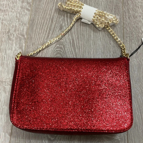 NWT Jimmy Choo Parfums Limited Edition Shimmering Red Glitter Crossbody Clutch - Picture 4 of 9